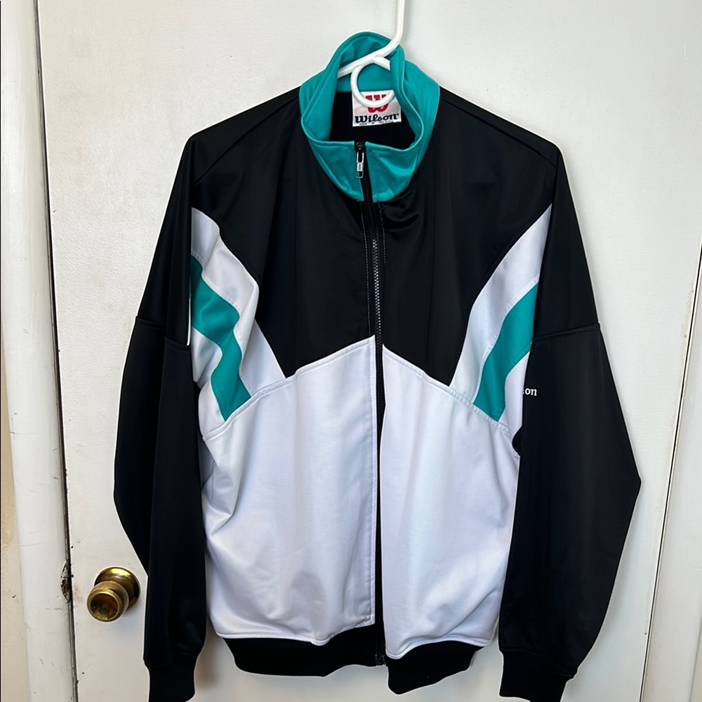 Wilson Men's Black and White Jacket Size Large Vintage